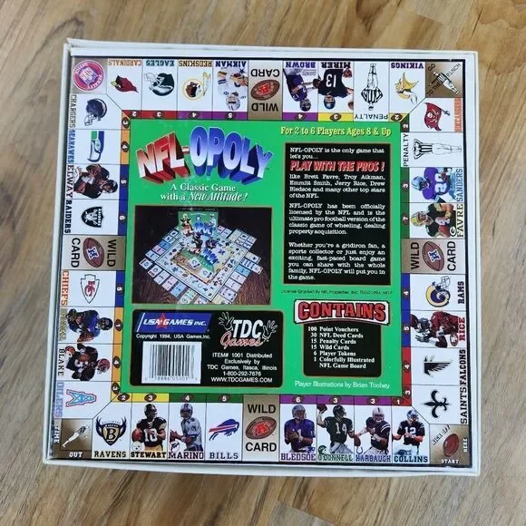 💜Vintage NFL-Opoly 1994 Edition Pro Football Board Game